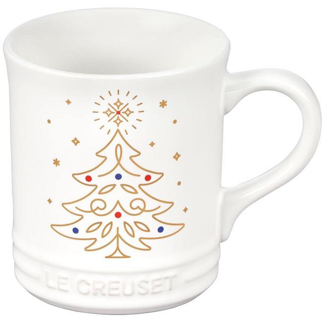 Le Creuset Noël Collection Stoneware Mug with Gold Applique, 14 oz., Christmas Tree