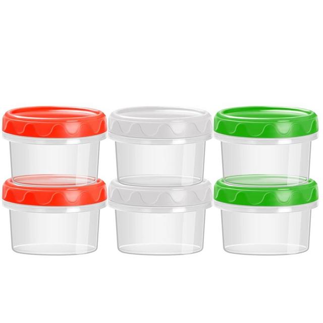 EONJOE 2 oz Plastic Containers with Lids Small Salad Dressing Container To Go Condiment Sauce Dipping Cups Jars Airtight,6-pack