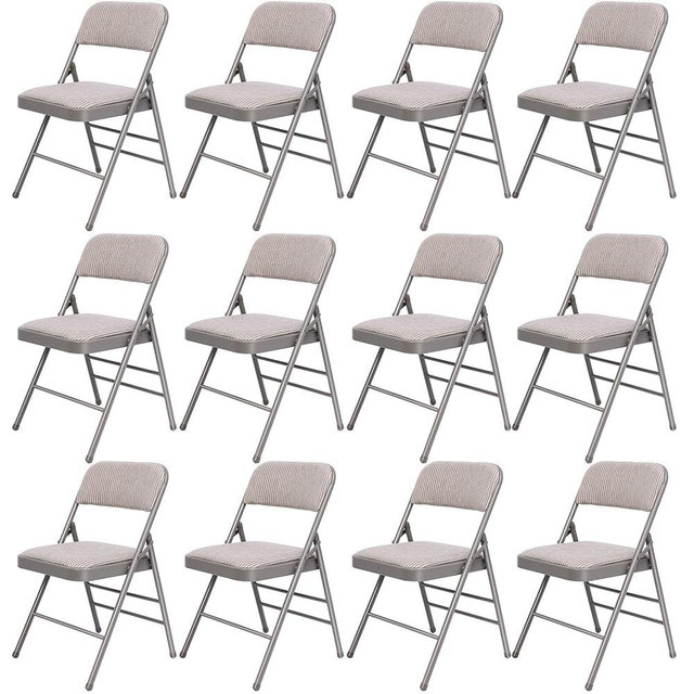 susici 12 Pack Grey Folding Chairs with Fabric Padded Cushion, Fabric Dining Chair Set Portable Indoor Outdoor Stackable Folding Chair for Home Office Events Wedding Party