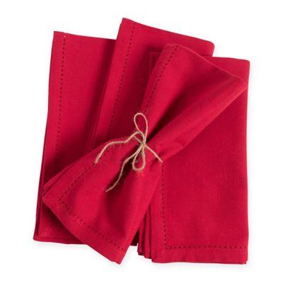 Laguna Hemstitch Napkins in Red (Set of 4)