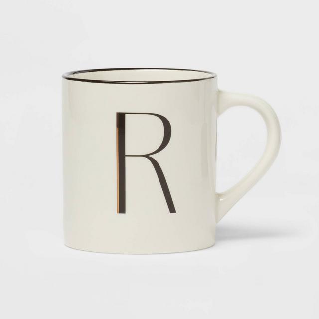 16oz Stoneware Monogram R Mug Ivory - Threshold™