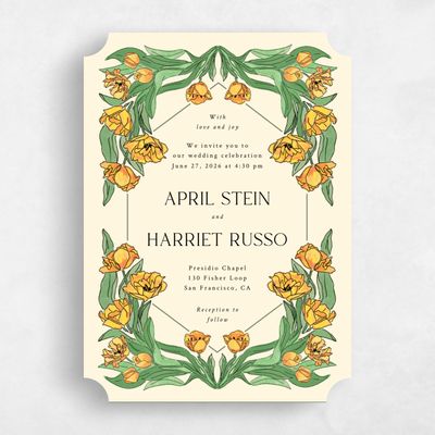 Yellow Ticket Wedding Invitation - Willmore Portrait