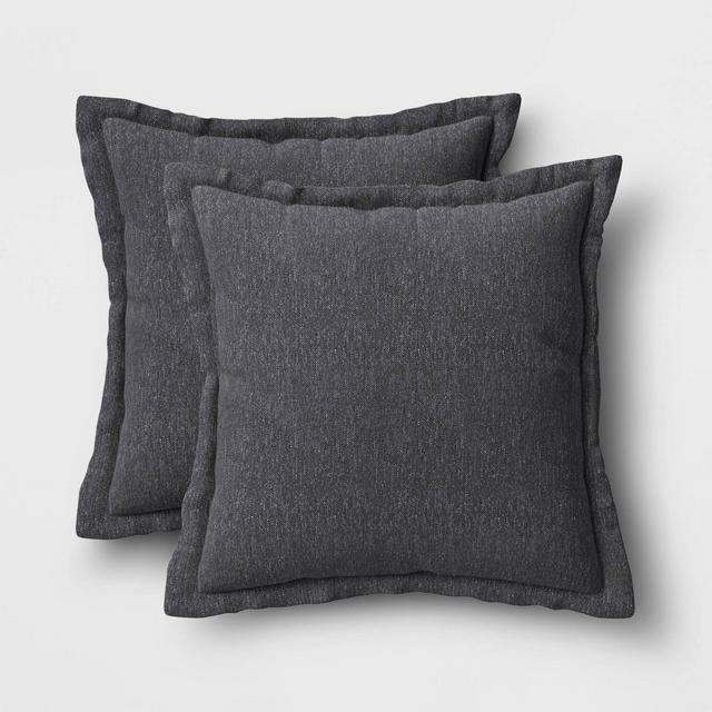 2pc Decorative Throw Pillow DuraSeason Fabric™ Charcoal - Threshold™