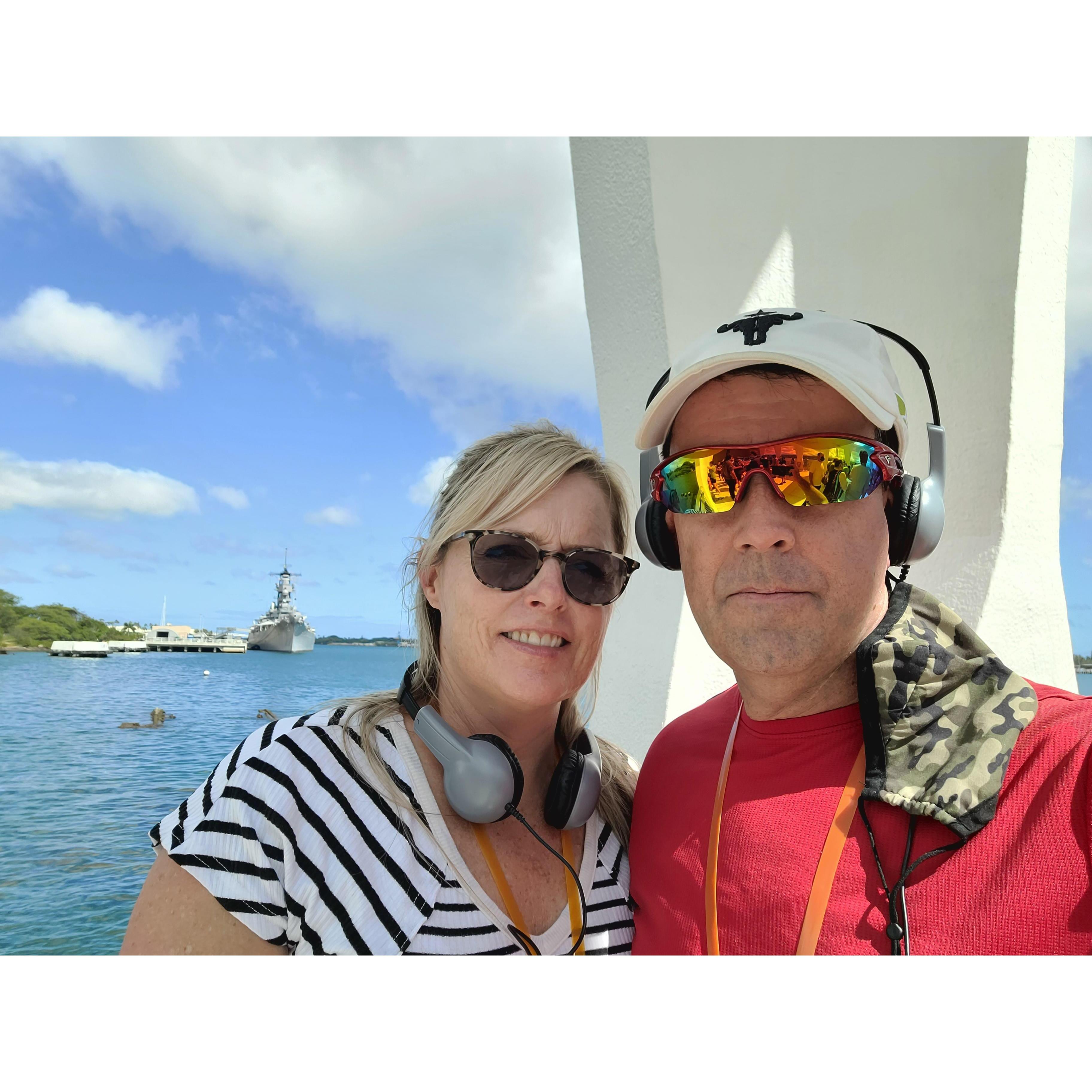 USS Missouri from the USS Arizona Memorial