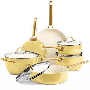 GreenPan Padova Healthy Ceramic Nonstick Cookware Set, 10 Piece - Yellow/Sunrise