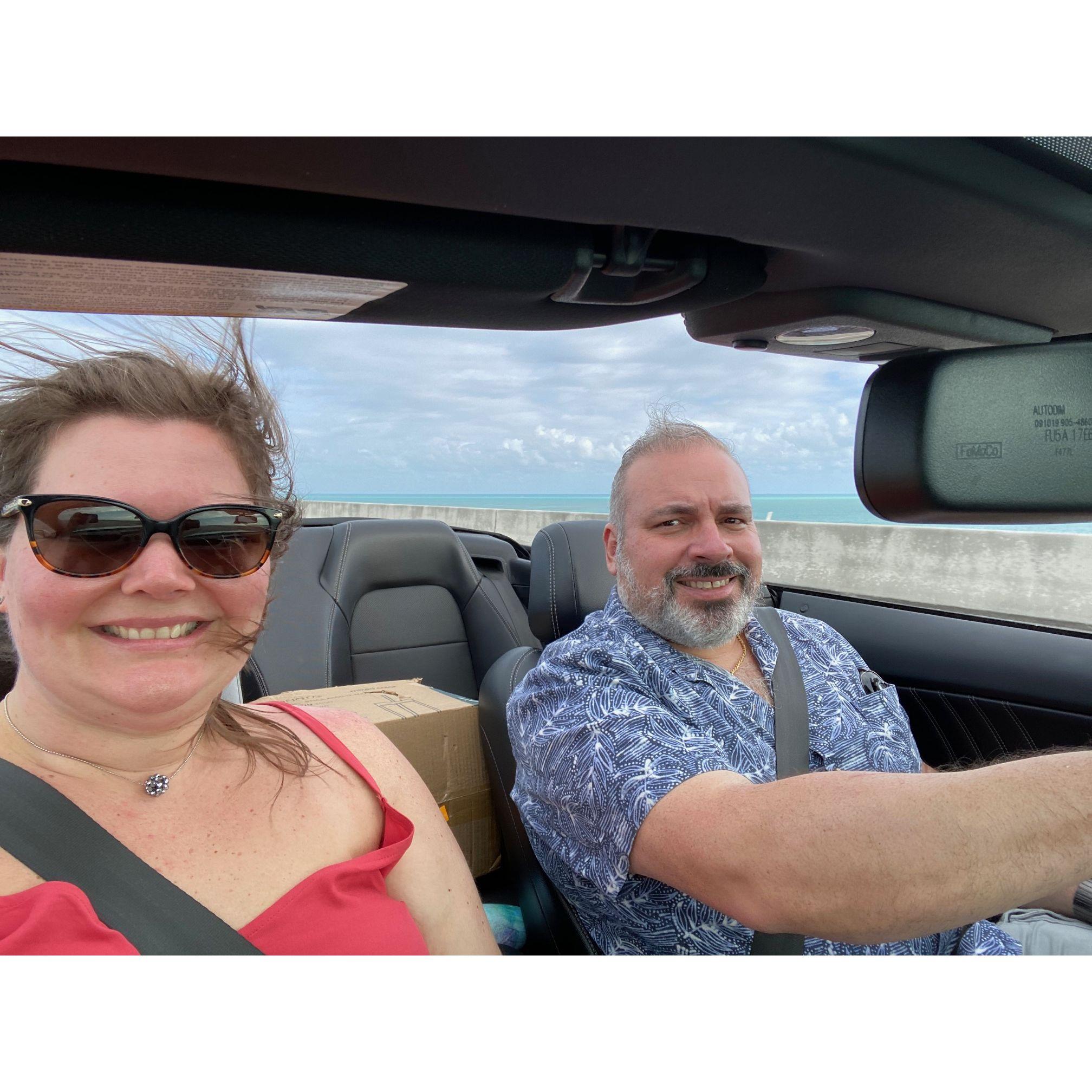 Driving with the top down to Key West, 2021