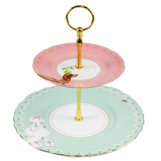 Poodle & Pup 2 Tier Cake Stand