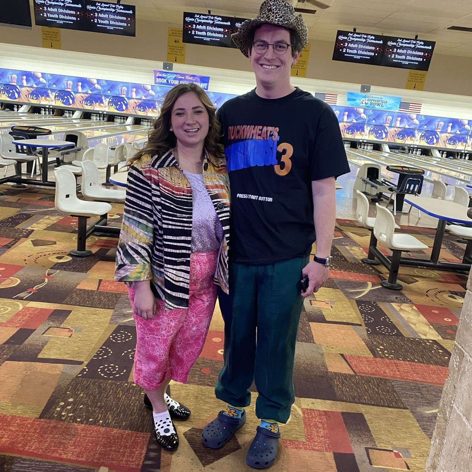 Our first weird date! We picked out each-others outfits at goodwill and went bowling!