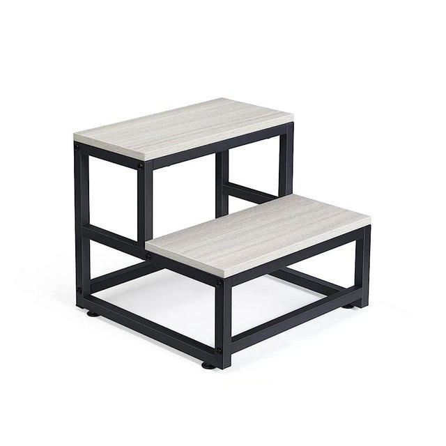 LIANTRAL Step Stools for Adults Kids, 2 Step Stool, Heavy Duty Steel & Sturdy Wooden Step Stool Helper, Supports Up to 500lb, Foot Stool for High Bed Kitchen Bathroom