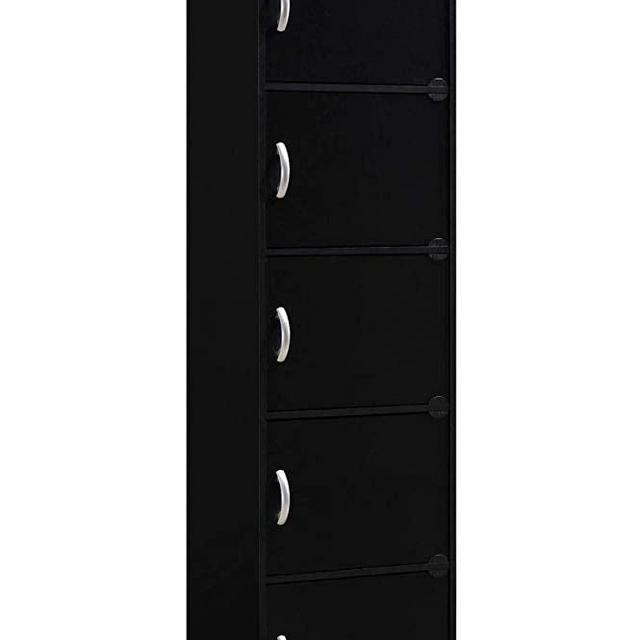 HODEDAH IMPORT 5-Shelf Bookcase Cabinet, Black