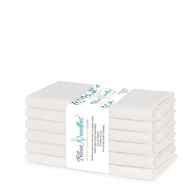 Blue Needles Solid Cloth Napkins Set of 6 Cream 100% Cotton Dinner Napkins 18x18 inches - Soft, Reusable, Absorbent & Washable Linen, Ideal for Christmas Events, Parties & Everyday Use