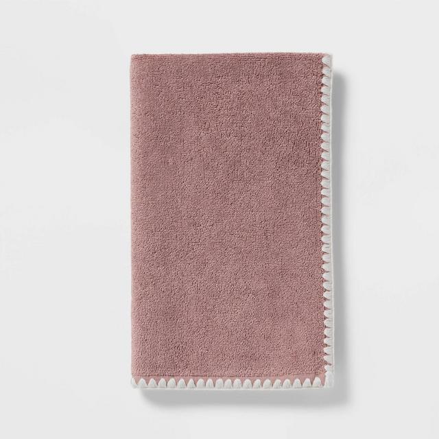 1pc Boho Border Stitch Hand Towel Mauve - Threshold™