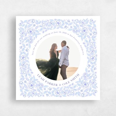 Dark Pastel Blue Wedding Save the Date - Beatrice Photo