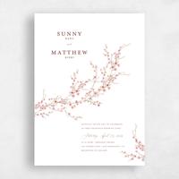 White Wedding Invitation - Sakura Portrait