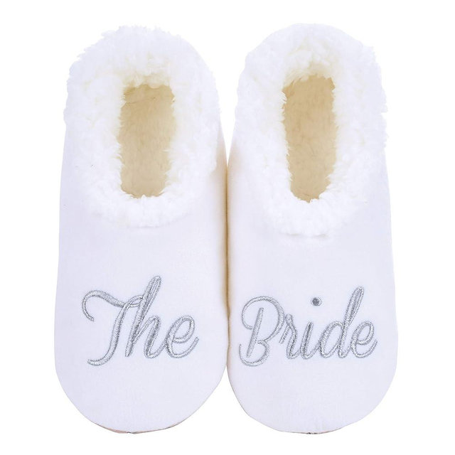 Snoozies Bride Slipper Socks for Women with Soft Sherpa Lining Cute Bridal Wedding Day Slippers, Fun Bride-to-Be Gifts & Bridesmaid Gift