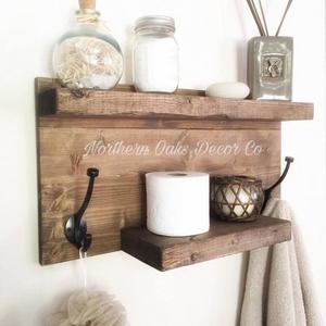 Rustic bathroom shelf, rustic wood shelf, towel rack, entryway shelf, farmhouse decor, bathroom storage, floating shelf