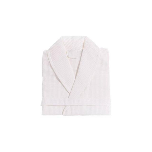 S/M Waffle Weave Bathrobe Unisex White - Linum Home Textiles
