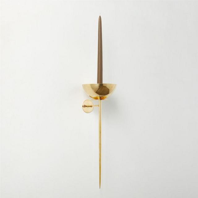 CB2 Brass Wall Sconce Taper Candle Holder