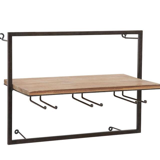 Austin Entertaining Shelves, Natural/Bronze, Glass Rack