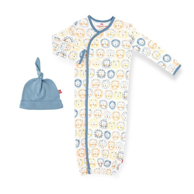 mane event organic cotton magnetic gown & hat set