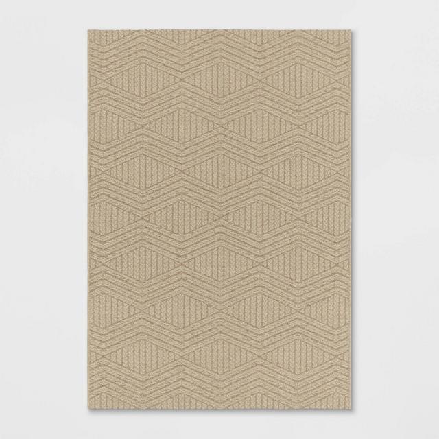 7'x10' Braided Diamonds Outdoor Rug Tan - Threshold™