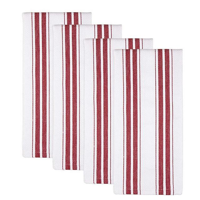 Sticky Toffee Cotton Kitchen Dish Towels, 4 Pack, 27.5 in x 19.5 in, Basket Weave Red