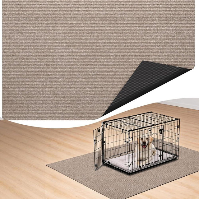 Dog Crate Mat, 29 in x 50 in Dog Playpen Mat Rubber Kennel Mat Extra Large Liner for Under Dog Crate cages, Absorbent Urine, Puppy Pee Pad Reusable Washable Floor Protector Waterproof Non-Slip Brown