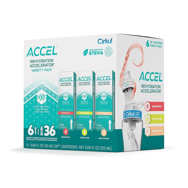 Cirkul Accel Flavor Cartridge Variety Pack, 6-Pack (2 Lemon Lime, 2 White Peach, 2 Grapefruit)