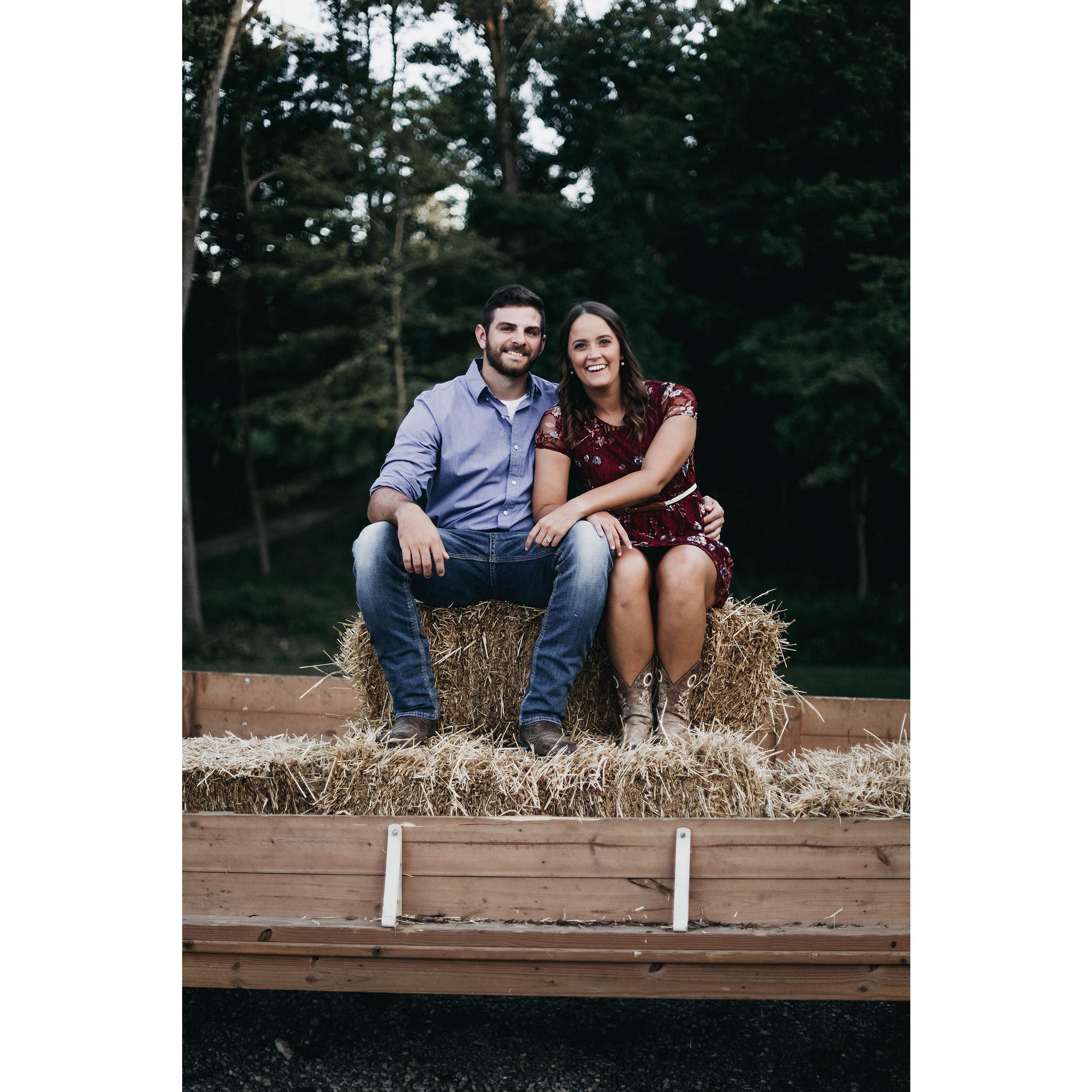 On my dad's hay trailer.