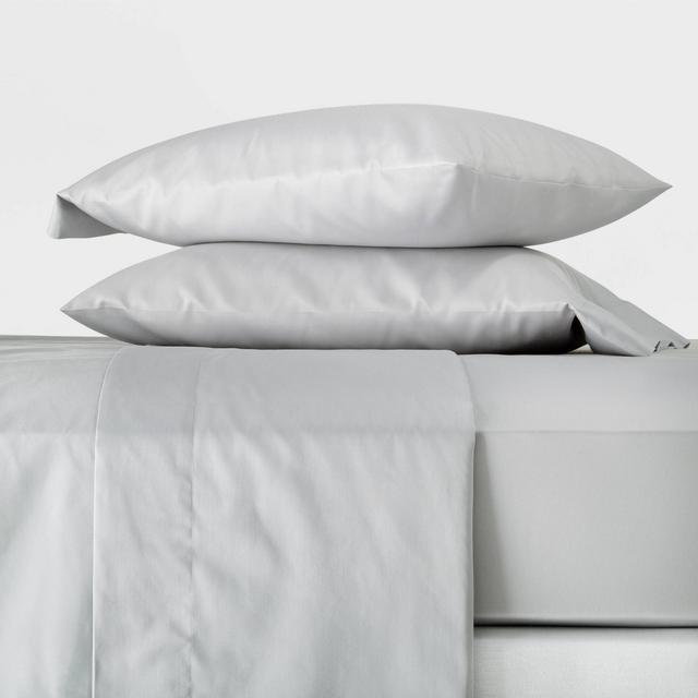 King 300 Thread Count Temperature Regulating Solid Sheet Set Light Gray - Casaluna™