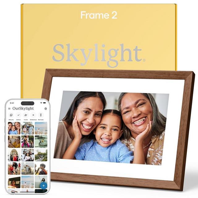 Skylight Digital Picture Frame 2 - WiFi Enabled with Load from Phone Capability, 16GB Full HD Touch Screen Digital Photo Frame Display - Customizable Gift for Friends and Family - 10 Inch Walnut