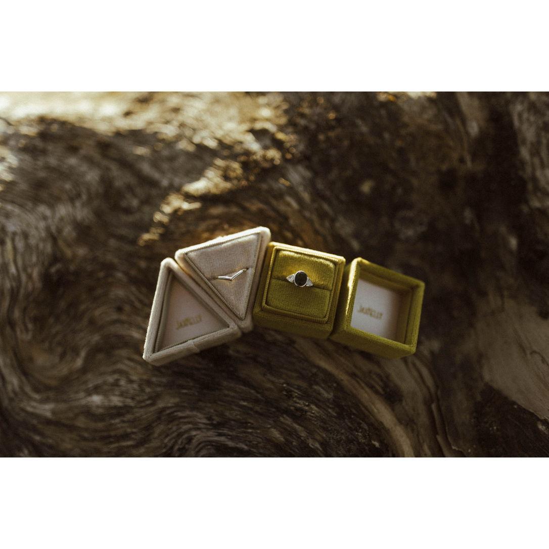 Our gorgeous rings by Maggie at Alpha Kilo Metalworks. Lauren designed Sara’s ring.
