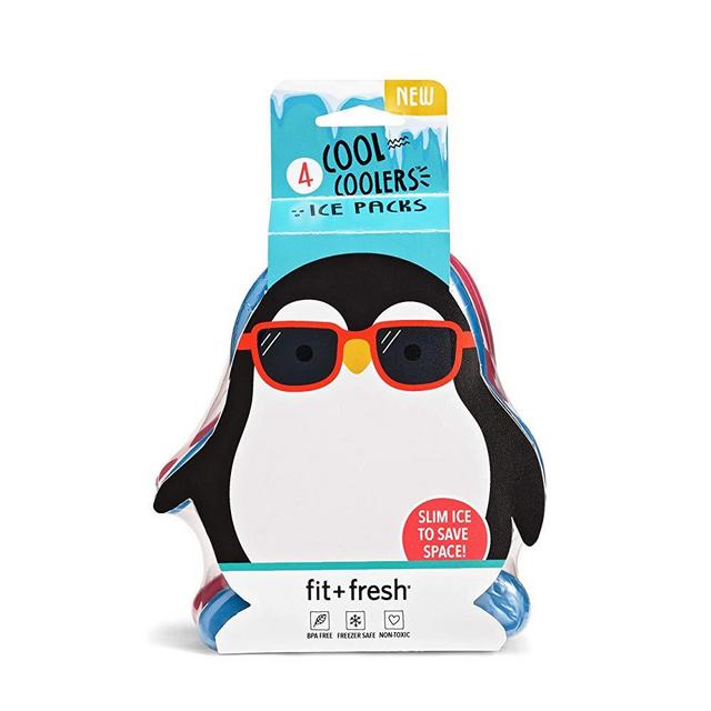 Fit & Fresh, Penguins Cool Coolers Lunch Ice Packs, Set of 4, Multicolored