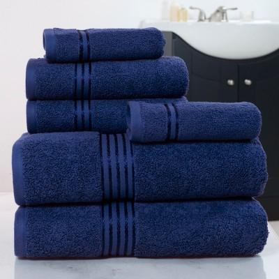 Solid Bath Towels And Washcloths 6pc Navy - Yorkshire Home