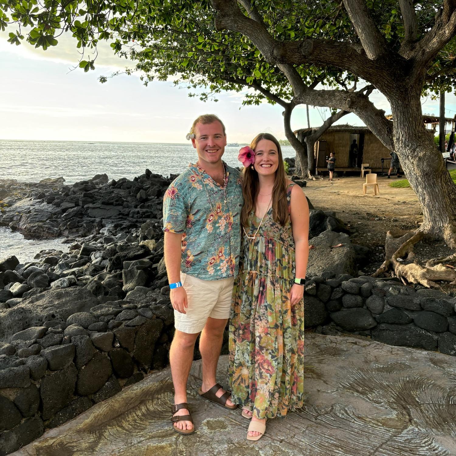Hawaiian luau before Josh was volunteered to dance on stage