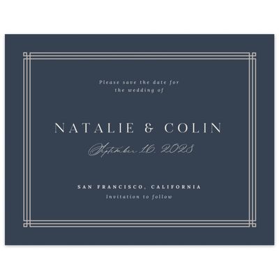 Grayed Navy, Blue Wedding Digital Save the Date - Sarnai Landscape
