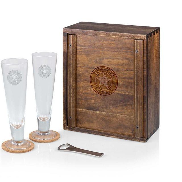 MLB Pilsner Oak Gift Box, Set for 2 - Houston Astros