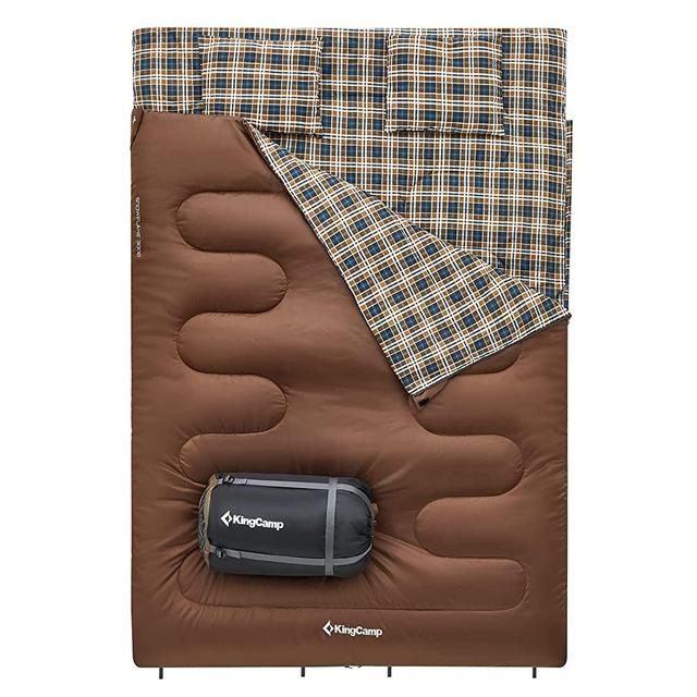KingCamp Double Sleeping Bag 20 Degrees Sleeping Bag 2 Person Sleeping Bags for Adults Couple Family with Pillows Lightweight for Camping Hiking Backpacking and Outdoors Waterproof 87”x59”