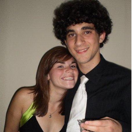 Us at a college "prom themed" party. Look at the volume of those curls!