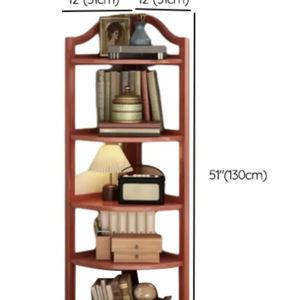 Simple Open Natural Wood Corner Shelf Stand Bookshelf - Brown / 12"L x 12"W x 51"H