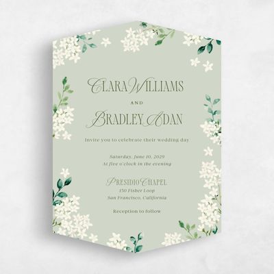 Green Diamond Wedding Invitation - Daisi Portrait