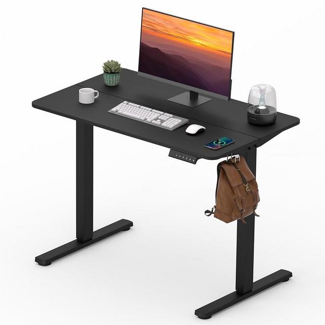 FitStand Adjustable Stand Up Desk Standing Desk, 40x24 Inches Home Office Desks with Memory Preset Computer Workstation, Splice Black Top + Black Frame