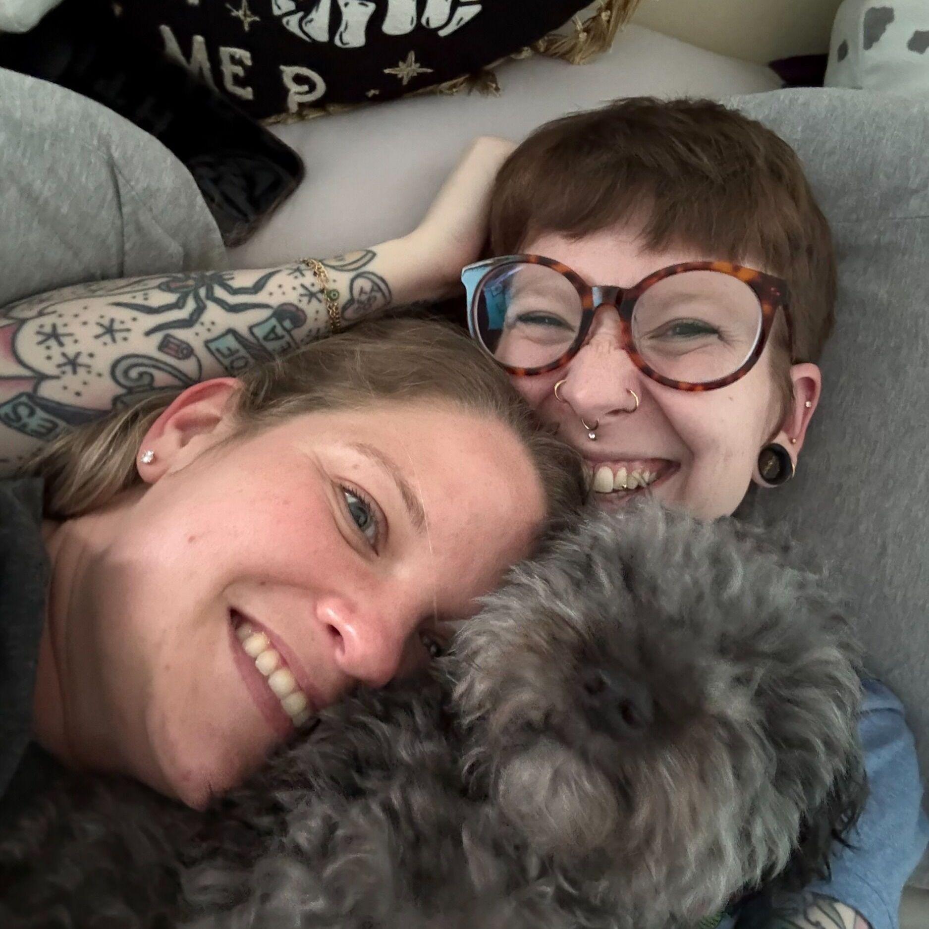 Emma met Honeybee for the first time. We'd say it went well, but Honeybee is super protective and wanted to be sandwiched in between us. She may like Emma more than Jay, who's to say?