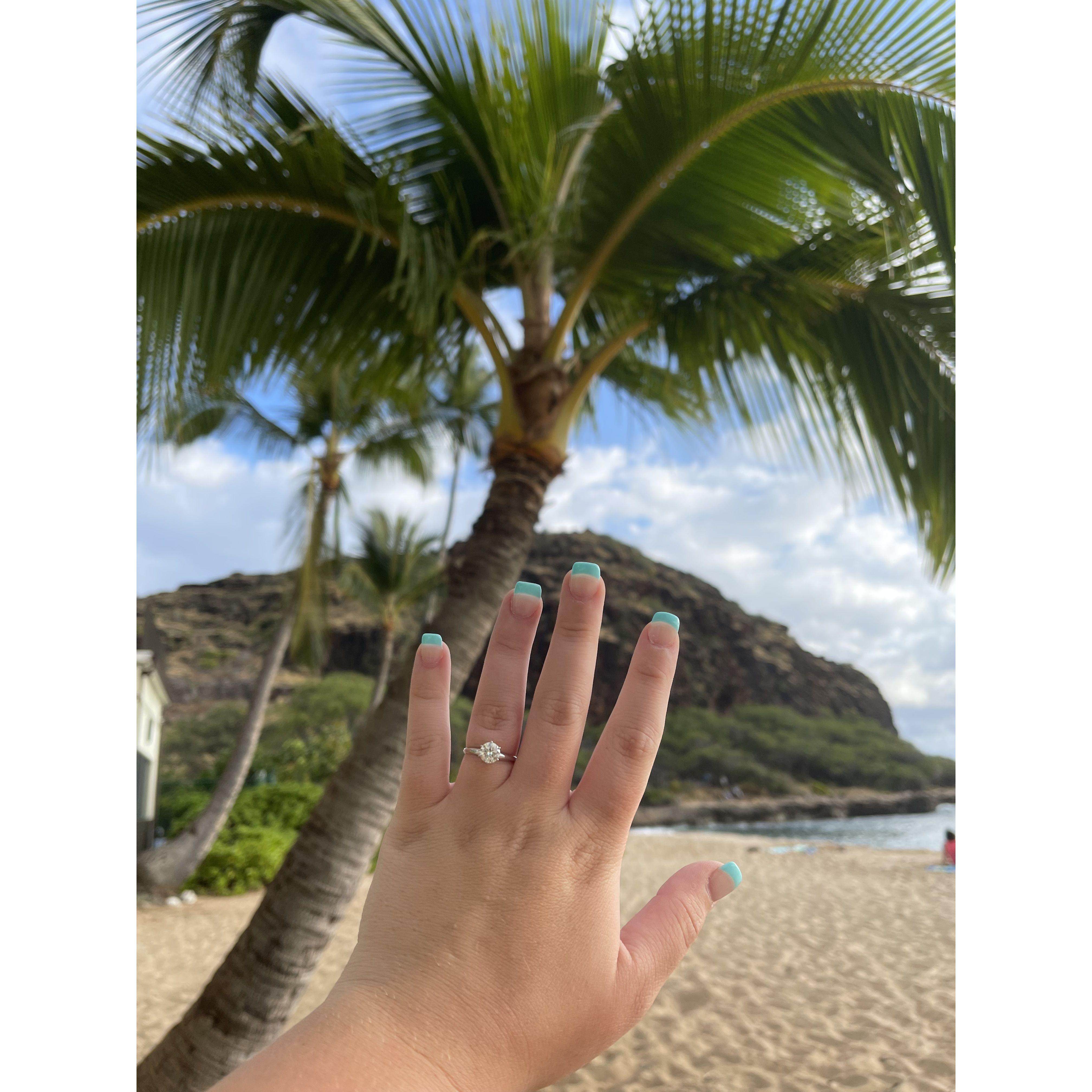 The night he proposed, I took this picture on the beach in Hawaii!