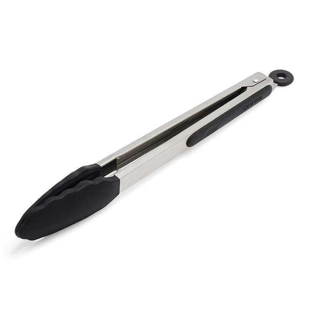 Sur La Table Silicone-Tipped Tongs, 12", Black