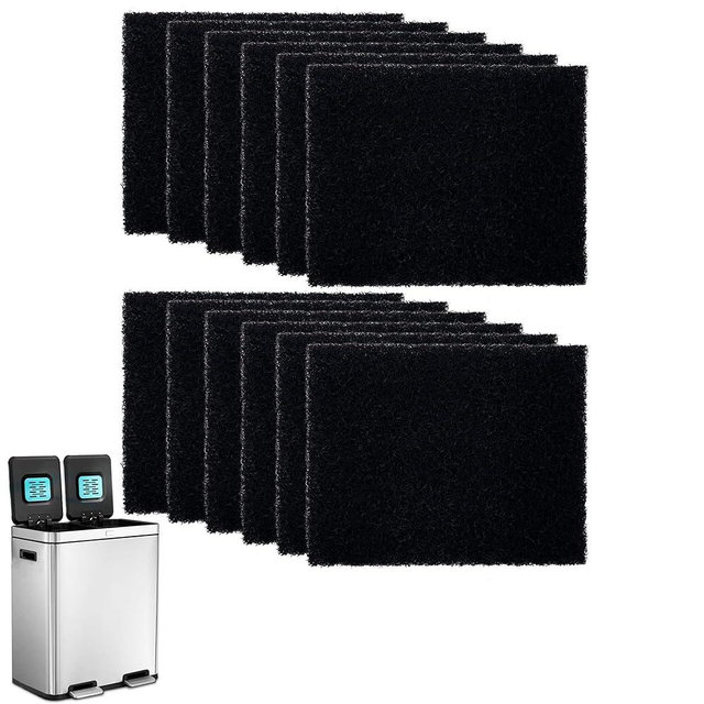 12 Pack Replacement Odor Absorbing Filter Refills for Home Zone Living Kitchen Trash Can, Activated Charcoal Deodorizer Compatible with Home Zone Living CleanAura Odor Control Compartments