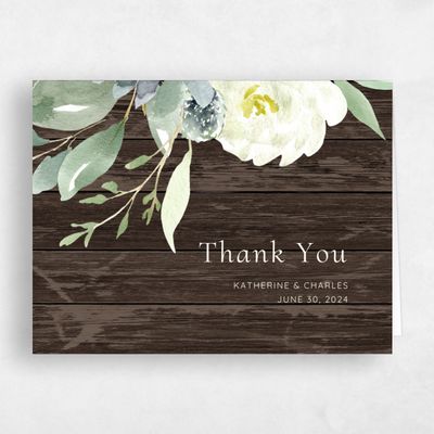Dark Wood, Brown Wedding Thank You - Cricket