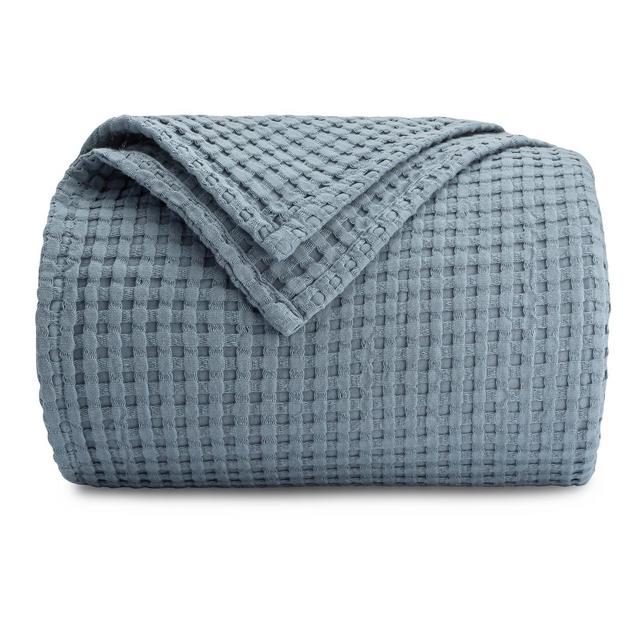 Waffle Blanket for Adults, Extra Large King 108" x 90" By Comfy Cubs - Pacific Blue