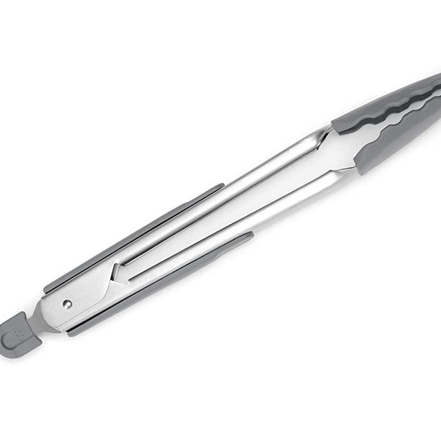 Misen Tongs for Cooking with Silicone Tips - Stainless Steel Kitchen Tongs - Grilling Tongs for Serving Food - 12 inch - Gray