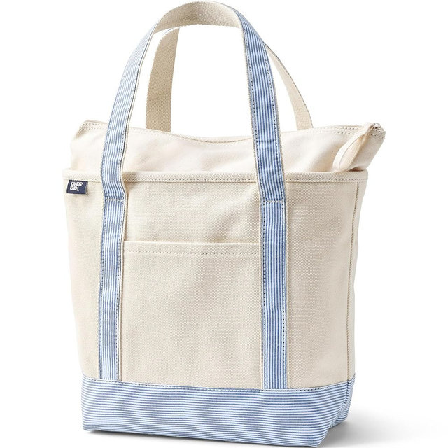 Lands' End Zip Top Canvas Tote Bag